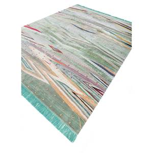 Tapis en laine et soie de bambou noué à la main à motif géométrique bleu Freedom Manchaha pour la décoration de la maison et du salon - Les-8222 - Product Image 2