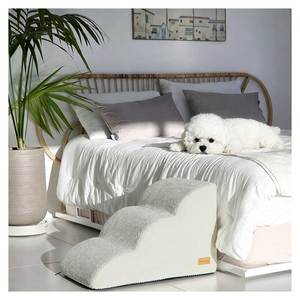 [AllmioPet] Cloud Fabric Pet Stair 3 Step Ivory AMP 3 IV Indoor <b>Dog</b> Cat Climbing Aid <b>for</b> <b>Sofa</b> <b>Bed</b> Furniture - Product Image 1