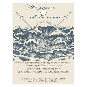 Collier Antique en argent avec vagues de mer et d'océan pour femmes, collier de voyage hawaïen avec pendentif circulaire de plage - Product Image 3