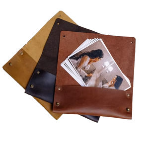Nouvelle conception Pochette enveloppe personnalisée Vintage Luxe Véritable cuir Enveloppe pour photos - Product Image 1