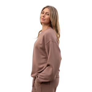 Women Brown Oversized French Terry Sweatshirt 100% Luxury Organic Cotton Pre Shrunk GOTS Certified Premium Soft Relaxed Fit - Product Image 4