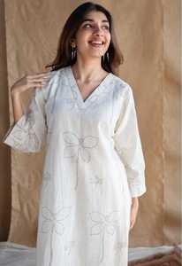 ชุดเดรสผ้าฝ้ายผ้าฝ้ายพิมพ์ลายไซส์ใหญ่พิเศษสำหรับผู้หญิงชุดสูทแขนยาวผ้าฝ้ายอินเดียสำหรับใส่ในสำนักงานและวันหยุด - Product Image 3