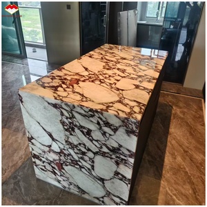 Isola in Marmo Calacatta Viola <span class=keywords><strong>con</strong></span> Calcite Viola, Lusso Personalizzato, Marmo Arabescato Viola <span class=keywords><strong>con</strong></span> Fioritura Bianca per Top e Paraschizzi - Product Image 4