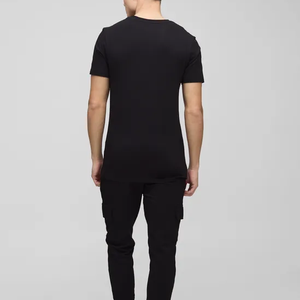 T-shirt avec logo personnalisé pour hommes T-shirts unis et unis pour hommes, vêtements de sport de haute qualité, personnalisation 100% coton, t-shirts noirs - Product Image 5