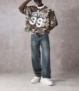 300gsm Peso pesado 100% Algodón secado rápido Recortado Ajuste diseño personalizado Lavado ácido Gráfico con Logo Serigrafía camiseta unisex - Product Image 5