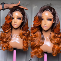 Prix de gros Ginger Body Wave 13x4 13x6 HD Lace Frontal Curly Perruque Raw Cheveux Vietnamiens Colorés Perruques de Cheveux Humains Lace Front