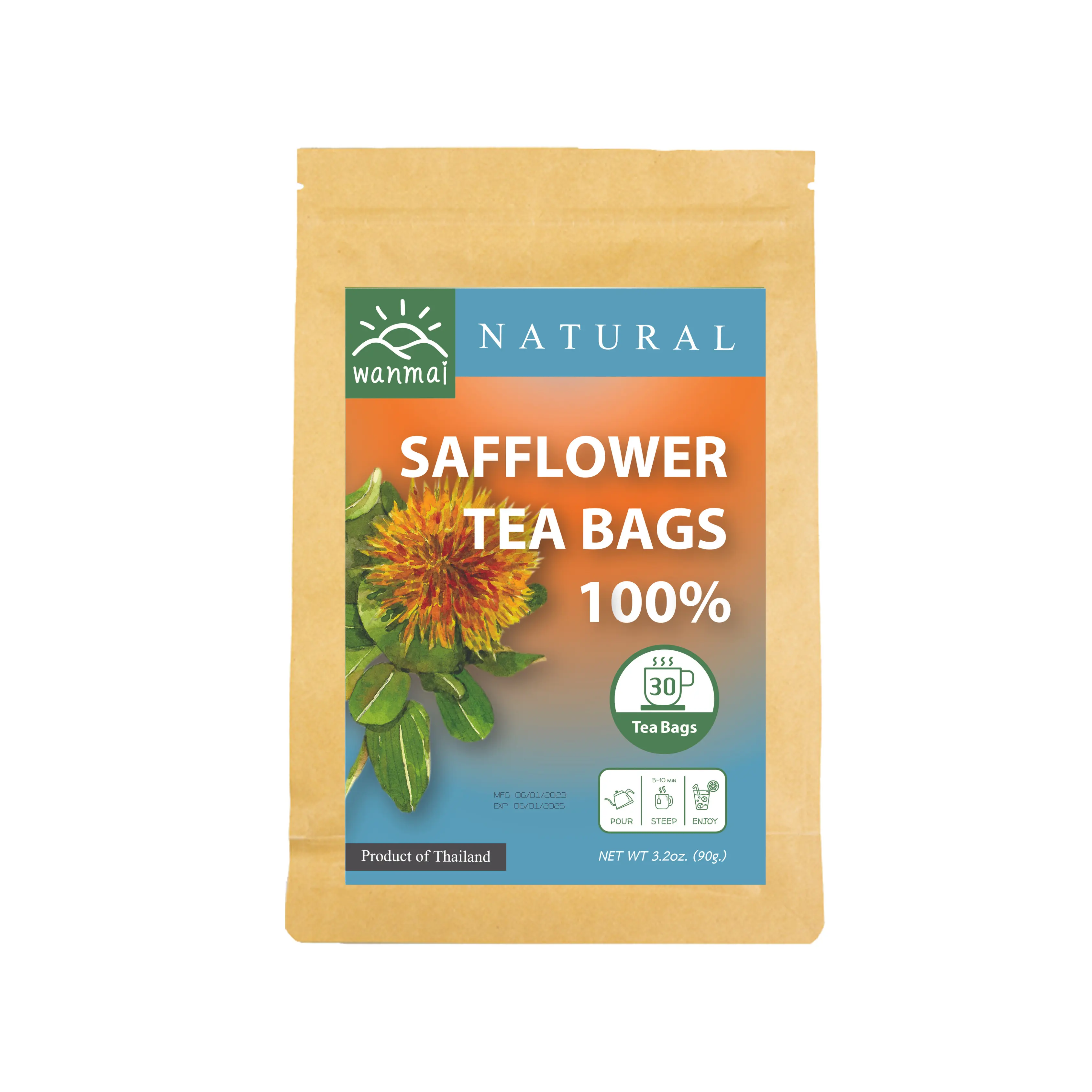 WANMAI29 thé de carthame naturel et sain instantané miel gingembre thé saveur personnalisée thé en poudre style d'emballage personnalisé