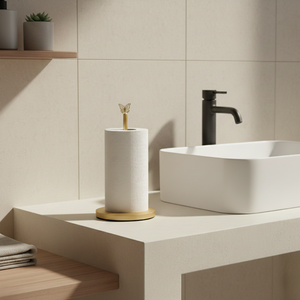 Heavy Duty Metal <b>Tissue</b> Holder with Solid Wooden Base Stable NonTipping Design Easy One Hand Tear Countertop Kitchen <b>Paper</b> Stand - Product Image 3