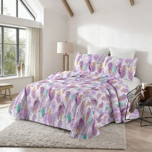 Ensemble de couette en polyester imprimé végétal de luxe, taille king, respirant, léger, couleur unie, literie toutes saisons - Product Image 1