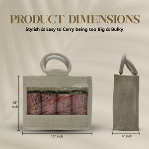 Petit sac à vin de mariage exquis vendu en usine avec poignée en jute réutilisable Abaca Fashion Packaging Ribbon Handle Jute Gift Bag - Product Image 4