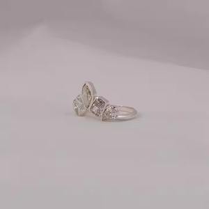 Bague Marquise en or massif avec cinq pierres, poire rayonnante, diamant cultivé en laboratoire, cadeau d'anniversaire unique, nouveau design certifié IGI - Product Image 5