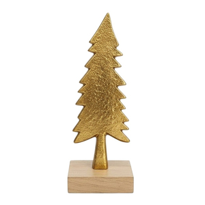 Ornements de Noël en aluminium doré de qualité supérieure, artisanat en métal, pièce maîtresse pour arbre de Noël avec base en bois, prix bas - Product Image 1