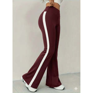 Pantalon de yoga taille haute pour femme, style espagnol, avec détails latéraux, 29805 - Bordeaux - Product Image 3