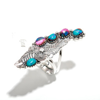 Bague Antique en Argent Sterling Massif 925 Faite à la Main avec Pierre Précieuse Turquoise Oyster Rose Taille Ovale Sertie à Griffes Élégante Certifiée
