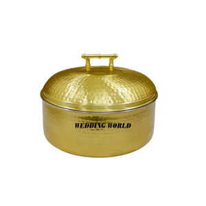 Olla Caliente de Acero Inoxidable Martillada, Diseño Personalizado, Cazuela Hecha a Mano, Vajilla Minimalista de Lujo, Calentador de Comida para Bodas - Product Image 1