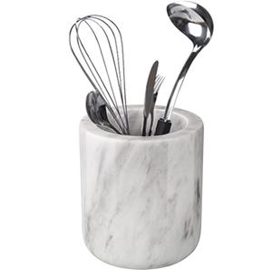 Porte-ustensiles en marbre granit vert foncé fabriqué à la main cuillère cylindrique lourde fourchette outil de cuisine en pierre naturelle comptoir en métal - Product Image 6