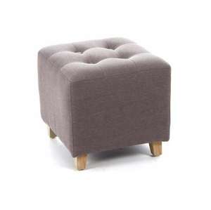 Otomana Redonda Acolchada de Terciopelo de Lujo en Oferta, con Base Dorada, Reposapiés Tapizado Gris Moderno para Sala de Estar o Dormitorio - Product Image 3