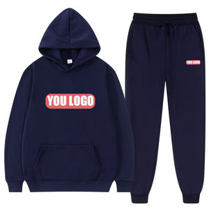 Conjunto Deportivo para Hombre, Sudadera y Pantalones de Chándal Transpirables de Poliéster/Algodón con Logotipo Personalizado Estampado, Sudadera con Capucha de Forro Polar - Product Image 1