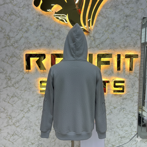 เสื้อฮู้ดผ้าฟลีซสำหรับผู้ชายเสื้อมีฮู้ดสีเทามีซิปรูดซิปสามารถซักได้สไตล์วินเทจ - Product Image 2