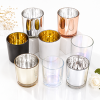 Pot à bougie électrolytique en verre vide de luxe Récipient à bougie d'aromathérapie avec couvercle miroir doré pour la fabrication de bougies