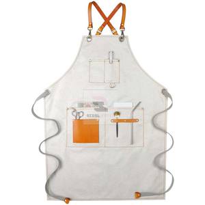 Delantales de salón de peluquería personalizados de alta calidad Delantal de cuero de calidad de material de algodón y mezclilla para barberos - Product Image 2