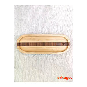 Assiette de service ovale à motif de cœur en bambou, personnalisable pour les fruits, sans BPA, design moderne pour la maison ou l'hôtel, 26 cm - Product Image 3