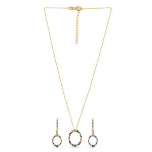 สีของความรักชุดเครื่องประดับที่ดีชุบทองอินเทรนด์พลอยเทียมเพชรมุกสำหรับผู้หญิงที่สมบูรณ์แบบงานแต่งงานของขวัญหมั้น - Product Image 1