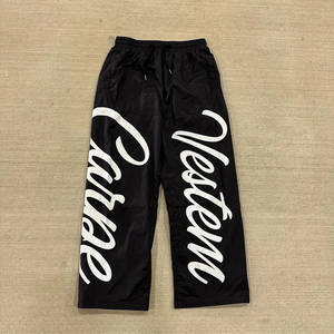 Men's High Quality Loose Nylon Sweatpants Custom Logo Drawstring Pockets Waterproof Streetwear <b>Stacked</b> Casual Digital Print - Product Image 4