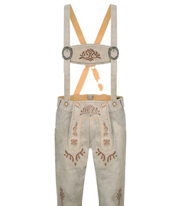 กางเกงขาสั้นสไตล์บาวาเรียน lederhosen ไฮสตรีท Oktoberfest กางเกงขาสั้นเยอรมันเอวกลางย้อมสีเรียบระบายอากาศได้ดีไซส์ใหญ่พิเศษ - Product Image 3