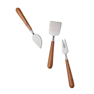 Ensemble d'outils à fromage manche en bois de haute qualité en acier inoxydable plaqué or Rose fournitures de cuisine couteau à fromage fourchette pelle Combo - Product Image 5