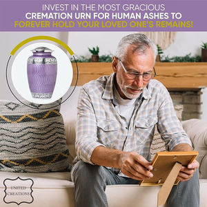 Purple Silver Metal Funeral Cremation Urns <b>for</b> Human <b>Ashes</b> Cremation Urns Cremation Brass Adult Urn <b>for</b> Human <b>Ashes</b> - Product Image 5
