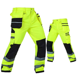 Pantalones de trabajo con cinta reflectante y bolsillos Pantalones DE SEGURIDAD personalizados de alta visibilidad directos de fábrica con tela suave transpirable - Product Image 4
