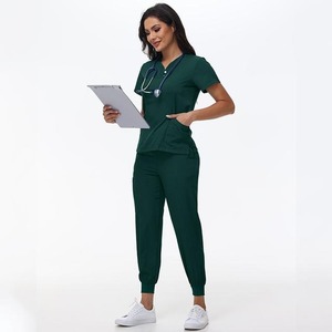 Diseño de Color Único Unisex Hospital Personal Trabajo Conjuntos Hombres Enfermera Scrubs Uniformes para Mujeres Top Coat - Product Image 2