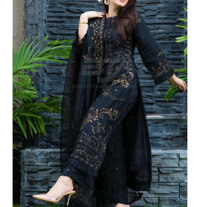 Completo Pakistano da Donna in 3 Pezzi: Camicia, Dupatta e Pantaloni, Casual e Elegante per Feste, con Ricami e Stampe - Product Image 4