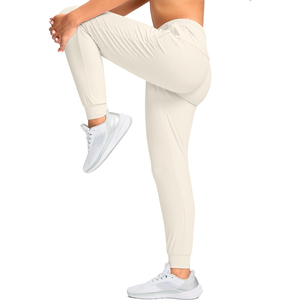 Pantalones deportivos unisex color crema marfil, pantalones de chándal suaves como la mantequilla, ligeros, elásticos, ropa deportiva informal, pantalones de gimnasio transpirables - Product Image 2