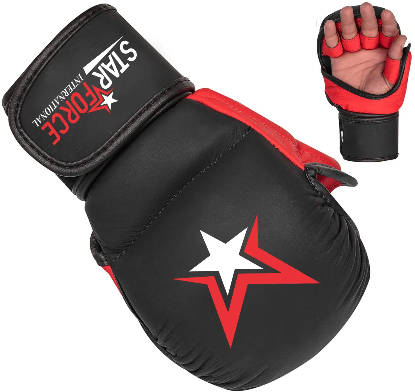 Gants de sport à demi-doigt, Logo personnalisé, de combat en cuir PU MMA 6 OZ, gants de boxe fabricants