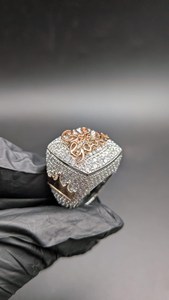 Iced Out Custom Letter <b>Initial</b> Name 925 Sterling Silver Rhodium Plated High Shine Drip Style <b>Ring</b> For Unisex Wear - Product Image 4