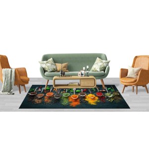 Spices Kitchen <b>Rug</b>: 3D Printed Anti-Slip Accent <b>Rug</b>,<b>Chenille</b> <b>Rug</b> - Product Image 4