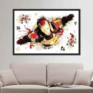 Poster sur toile imprimé Marvel Iron Man : décoration murale de super-héros, toile encadrée noire - Product Image 1