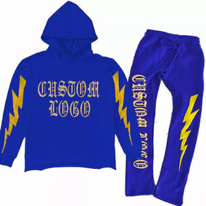 2025 Heavyweight Hoodie y Jogger Set Windbreaker Puff Print Chándal Fabricante Joggers Flared Sweatpants and Hoodie Set - Product Image 5