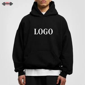 Meilleure qualité noir personnalisé de haute qualité pull à capuche hommes français éponge coton surdimensionné lourd 300gsm hiver plaine teint - Product Image 1