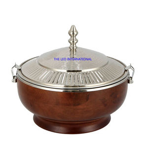 Poli brillant avec couvercle Forme de fleur Design Bol décoratif rond Matériau bois aluminium Bol unique de luxe - Product Image 2