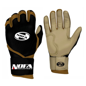 Guantes de Bateo de Cuero Negro/Blanco NOFA INDUSTRIES, Cierre de Hebilla Ambidiestro, Acolchado Duradero, Entrenamiento de Béisbol, Unisex, Adulto - Product Image 4