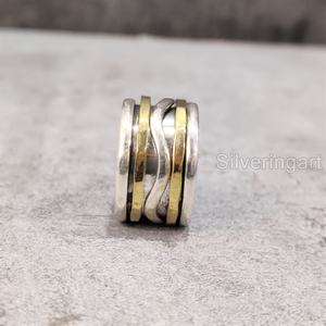 Anillo de meditación con banda giratoria, anillo de pulgar de Plata de Ley 925 para mujer, joyería hecha a mano, anillo giratorio para hombre con ansiedad navideña - Product Image 2