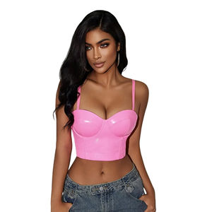 Corset bustier en cuir à bretelles spaghetti pour la Saint-Valentin, haut court cami sexy sans bretelles, costume de fête pour adultes - Product Image 1