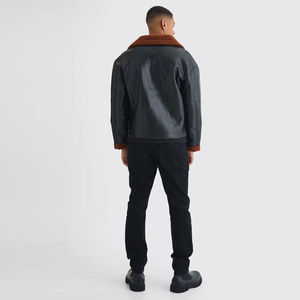 Veste en cuir de mouton d'hiver de style le plus populaire vêtements d'extérieur en fausse fourrure pour hommes - Product Image 2