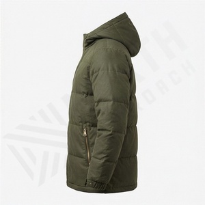 Parka formel en coton à capuche brillant en gros pour hommes, couleur personnalisée, logo personnalisé, manteaux d'hiver matelassés, thermiques, pour la neige - Product Image 3