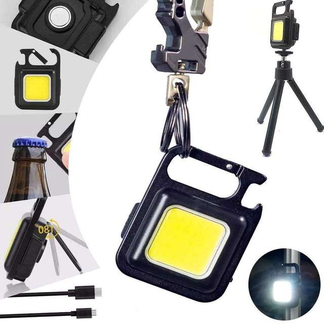 Small Pocket Super Bright USB Magnetic Camping Lamp Outdoor Mini Multifunctional Cob Keychain Led Camping Light Rechargeable
