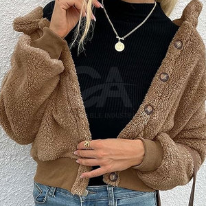 Chaqueta Corta de Piel Sintética para Mujer, Estilo Nuevo, Venta al por Mayor, Chaqueta Corta de Invierno de Moda, Fabricante Mayorista - Product Image 3