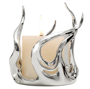 Premium Design Chrome Finish <b>Candlestick</b> <b>Holder</b> Best for Christmas and Weddings Decor for With Sizes 6 X 5.25 X 6 Inches - Product Image 1